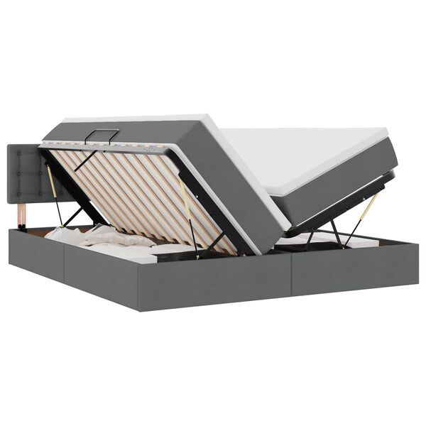 vidaXL Cama con almacenamiento con colch&oacute;n Gris oscuro 200 x 200 cm