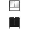 vidaXL Juego de muebles de ba&ntilde;o 2 pcs Negro Madera contrachapada