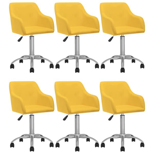vidaXL Sillas de comedor giratorias 6 unidades tela amarillo