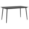 vidaXL Mesa de comedor para jard&iacute;n acero y vidrio negro 150x90x74 cm