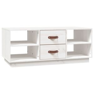 vidaXL Mesa de centro de madera maciza de pino blanco 100x50x41 cm