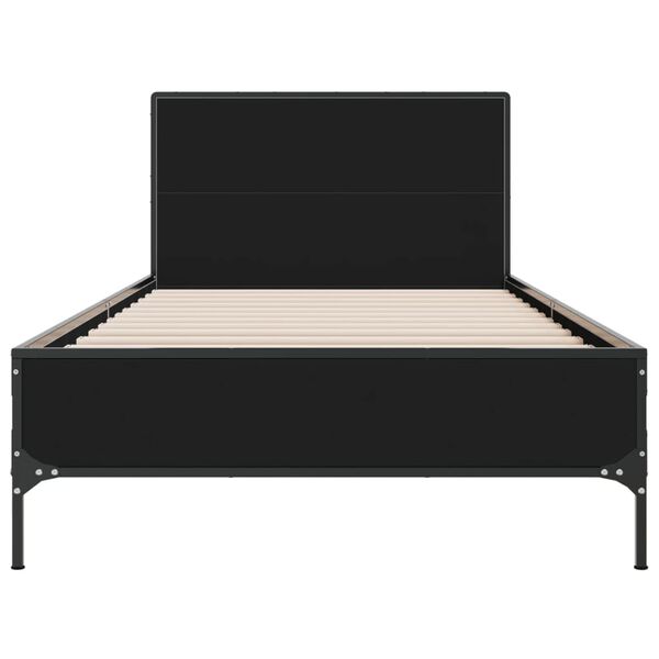 vidaXL Estructura de cama madera de ingenier&iacute;a y metal negro 90x200 cm