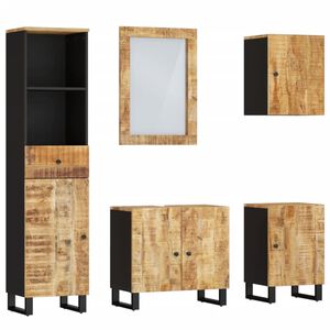 vidaXL Conjunto de muebles de ba&ntilde;o 5 piezas madera maciza de mango