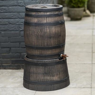 Nature Soporte de barril de lluvia aspecto de madera marrón 30,5x58 cm