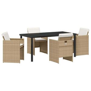 vidaXL Conjunto de Comedor de Jard&iacute;n 5 pcs Beige rat&aacute;n sint&eacute;tico