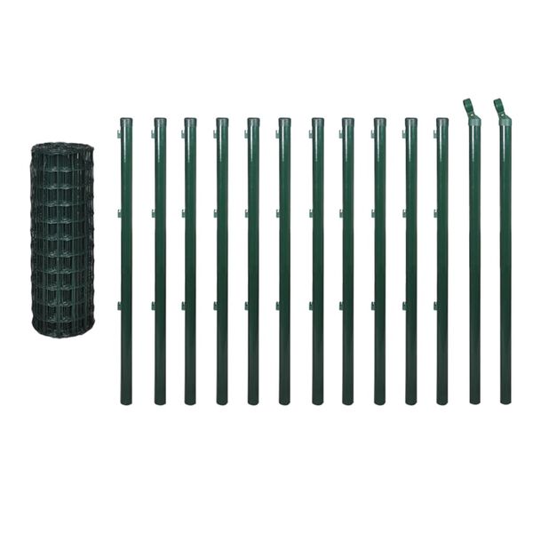 vidaXL Set de euro valla acero verde 25x1,5 m