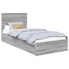 vidaXL Cama con almacenamiento con cabecera Gris Sonoma 100 x 200 cm