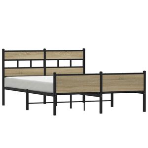 vidaXL Estructura de cama sin colch&oacute;n metal roble Sonoma 160x200 cm
