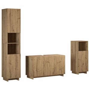vidaXL Juego de Muebles de Ba&ntilde;o 3 uds. Roble artisan