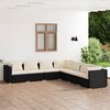 vidaXL Set de muebles de jard&iacute;n 7 pzas y cojines rat&aacute;n sint&eacute;tico negro