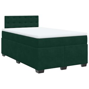 vidaXL Cama box spring con colch&oacute;n terciopelo verde oscuro 140x190 cm