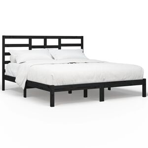 vidaXL Estructura de cama sin colchón madera maciza negro 200x200 cm