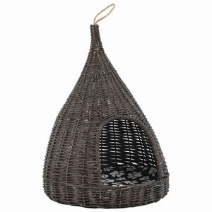 vidaXL Casa para gatos con coj&iacute;n forma tipi sauce natural gris 40x60cm