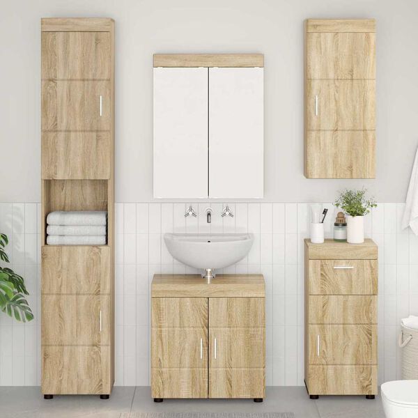 vidaXL Armario de pared para ba&ntilde;o TULUM Roble Sonoma 37 x 24,5 x 86 cm