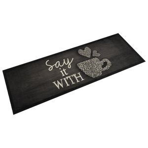 vidaXL Alfombra de cocina lavable terciopelo negro taza 60x180 cm