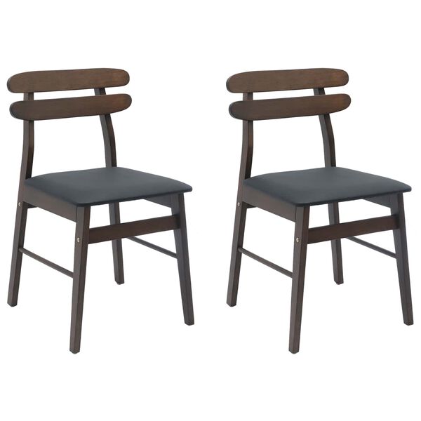 vidaXL Silla de comedor 2 pcs Marrón claro y negro Madera sólida