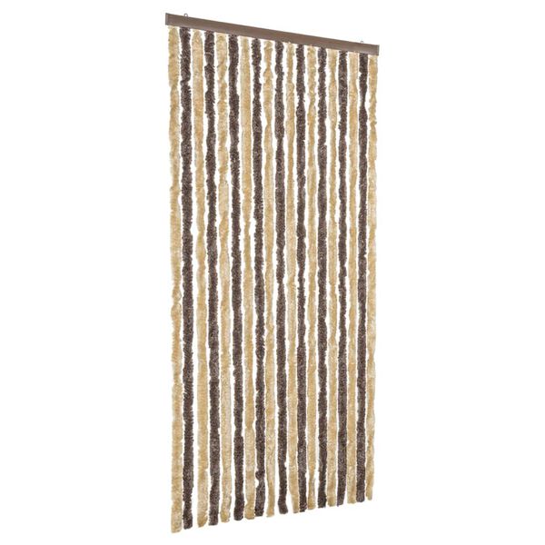 vidaXL Cortina antimoscas chenilla marr&oacute;n oscuro y beige 56x185 cm