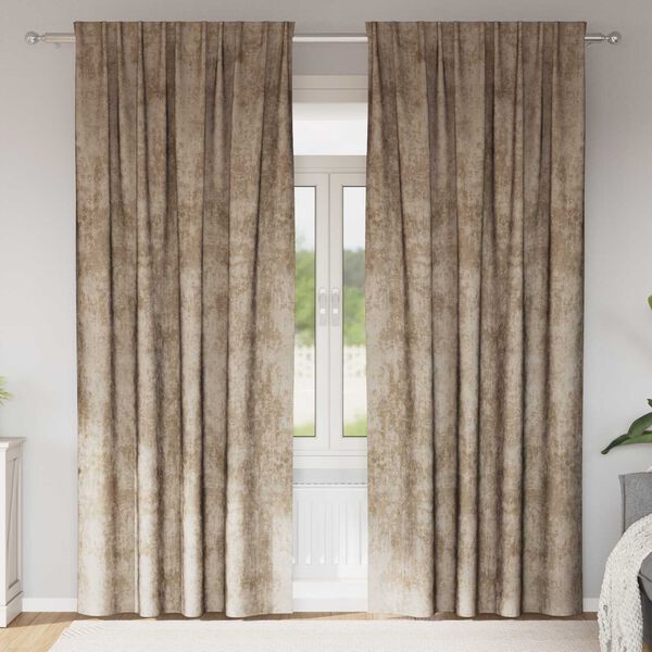 vidaXL Cortinas de Terciopelo 2 pcs champ&aacute;n 225 x 140 cm Terciopelo