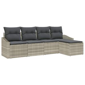 vidaXL Juego de Sof&aacute; 5 uds. Gris Claro rat&aacute;n sint&eacute;tico