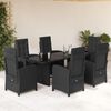 vidaXL Set de comedor de jard&iacute;n 7 pzas y cojines rat&aacute;n sint&eacute;tico negro