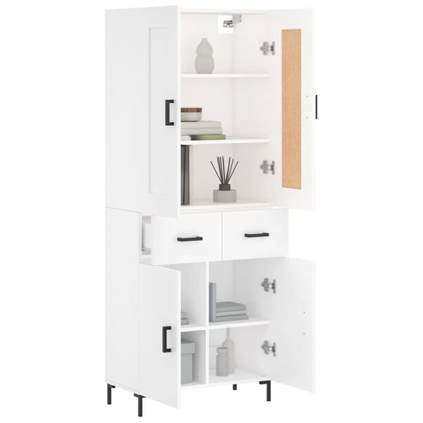 vidaXL Aparador alto madera contrachapada blanco 69,5x34x180 cm