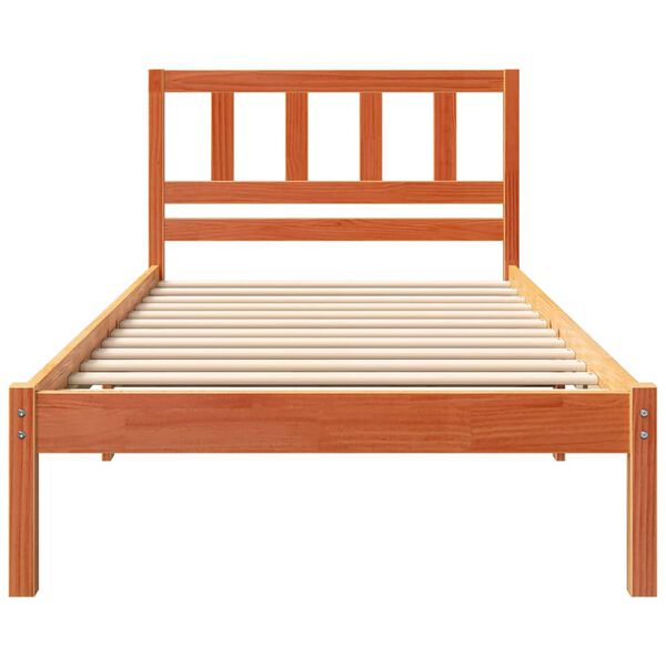 vidaXL Estructura de cama con cabecera Marr&oacute;n cera 80 x 200 cm