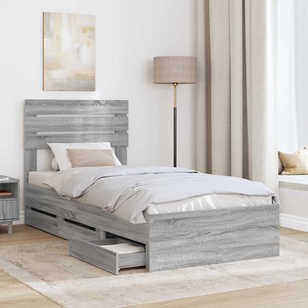 vidaXL Estructura de cama Gris Sonoma 100 x 200 cm Madera Ingenieril