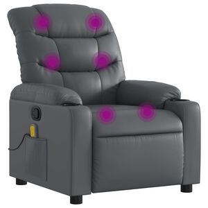 vidaXL Sill&oacute;n de masaje reclinable cuero sint&eacute;tico gris