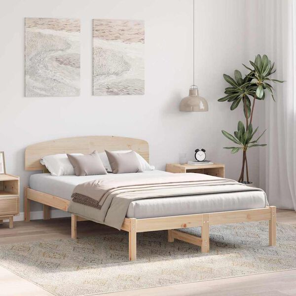 vidaXL Estructura de cama Natural 140 x 190 cm Madera de pino macizo