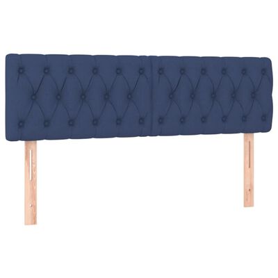 vidaXL Cama box spring con colchón y LED tela azul 160x200 cm