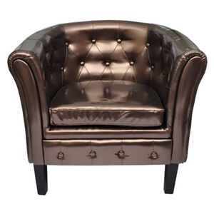 vidaXL Sill&oacute;n con dise&ntilde;o de cubo cuero sint&eacute;tico marr&oacute;n