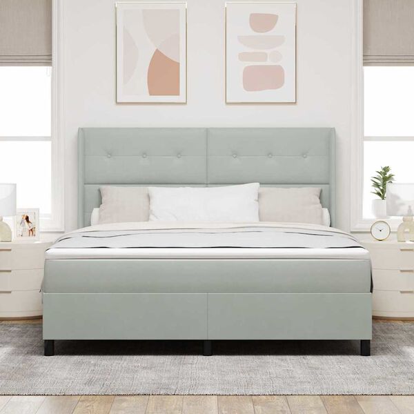 vidaXL Cama tipo Box Spring Gris Claro 180 x 200 cm Terciopelo