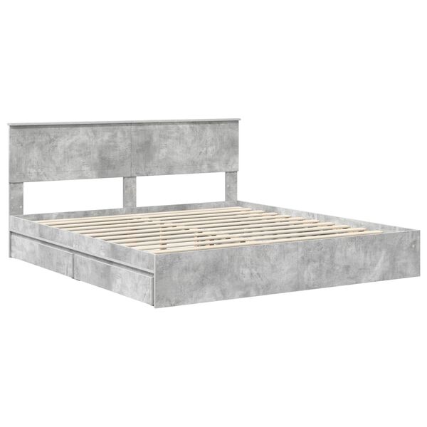 vidaXL Cama con almacenamiento con cabecera Gris Concreto 180 x 200 cm