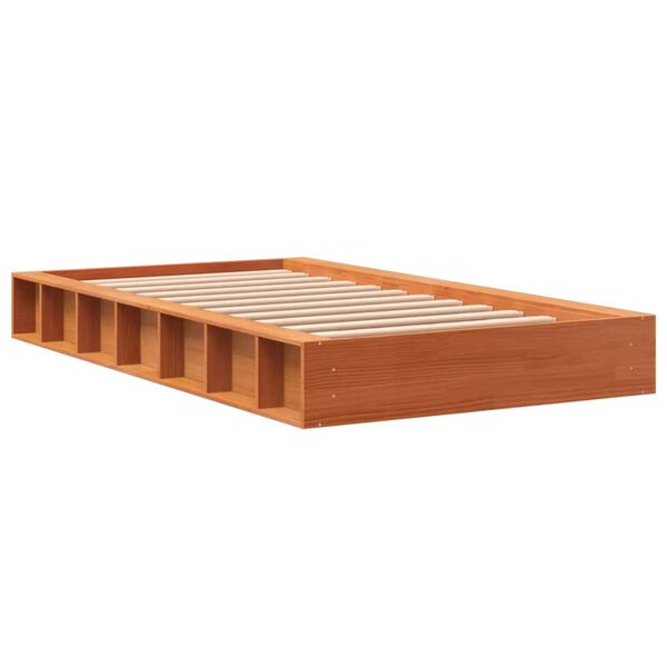 vidaXL Estructura de cama sin colch&oacute;n madera maciza marr&oacute;n 75x190 cm