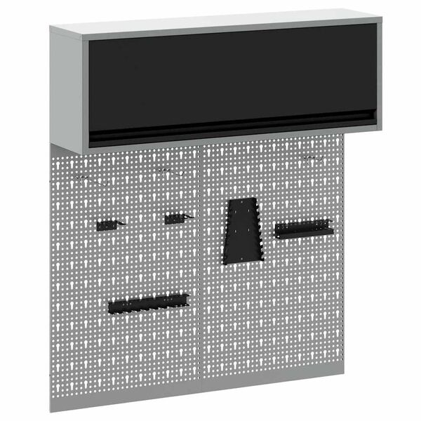 vidaXL Juego de Gabinete de Herramientas y Tablón 3 pcs Negro