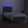 vidaXL Cama box spring con colch&oacute;n y LED tela marr&oacute;n oscuro 120x190 cm