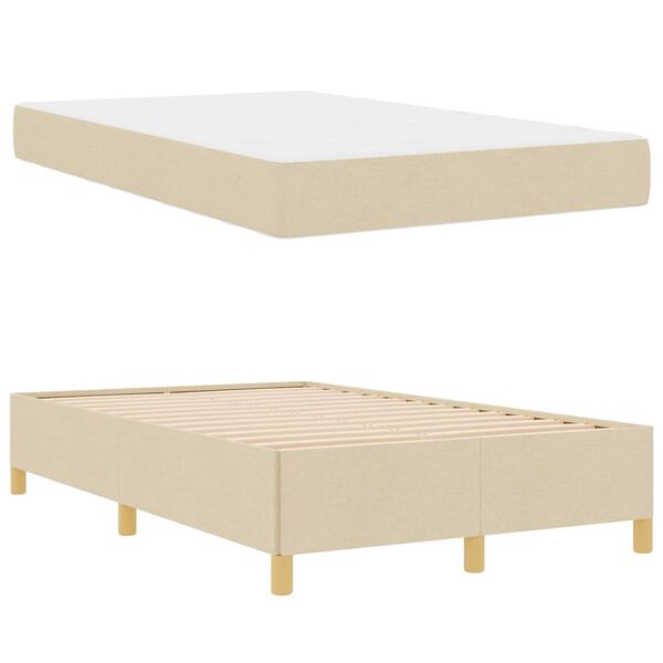vidaXL Cama tipo Box Spring Blanco y Crema 120 x 190 cm Poli&eacute;ster