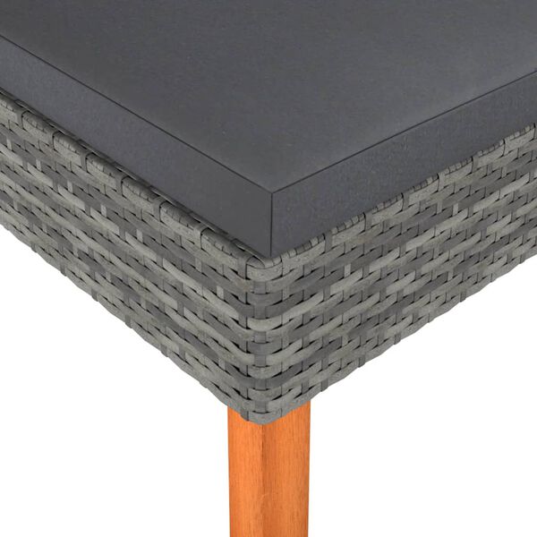 vidaXL Reposapiés de ratán sintético y madera maciza de eucalipto