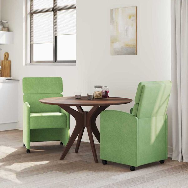 vidaXL Sillas de Comedor con Ruedas 2 pcs Verde claro 58 x 65 x 98 cm