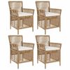 vidaXL Silla de exterior 4 uds. Beige y Crema rat&aacute;n sint&eacute;tico
