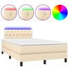 vidaXL Cama box spring con colch&oacute;n y LED tela crema 120x200 cm