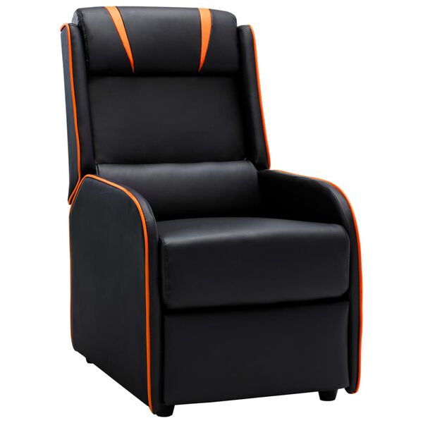 vidaXL Sill&oacute;n reclinable de cuero sint&eacute;tico negro y naranja