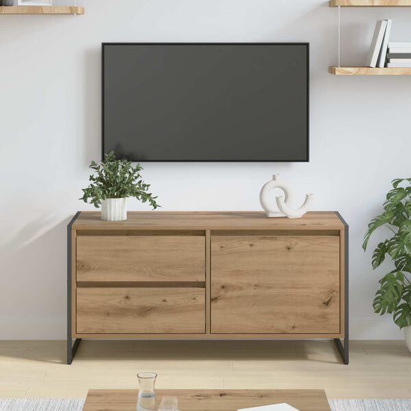 vidaXL Gabinete de TV con cajón Roble Artesanal 100 x 36 x 49.5 cm