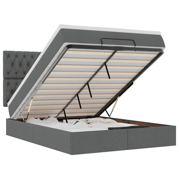 vidaXL Estructura cama otomana colch&oacute;n tela gris oscuro 140x190cm