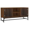 vidaXL Mueble de TV con puertas de vidrio marr&oacute;n roble 102x37x50 cm