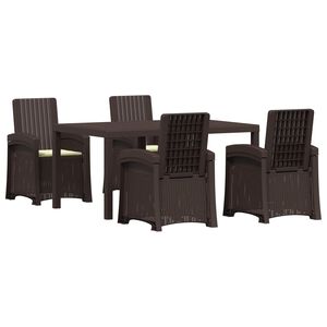 vidaXL Conjunto de Comedor de Jard&iacute;n 5 uds. Marr&oacute;n y crema PP
