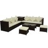 vidaXL Set muebles de jard&iacute;n 8 piezas y cojines rat&aacute;n sint&eacute;tico marr&oacute;n