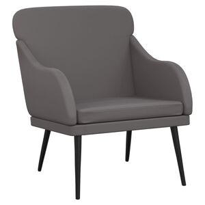 vidaXL Sill&oacute;n de cuero sint&eacute;tico gris 63x76x80 cm