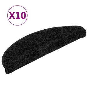 vidaXL Alfombrillas para escaleras 10 unidades 56x17x3 cm Negro Semicircular
