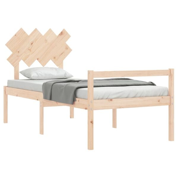 vidaXL Cama para personas mayores con cabecero madera maciza